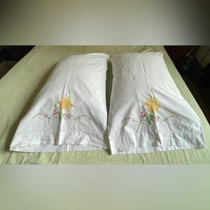 Pair of vintage embroidered pillow cases